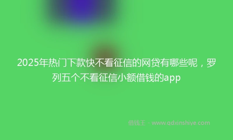 2025年热门下款快不看征信的网贷有哪些呢，罗列五个不看征信小额借钱的app