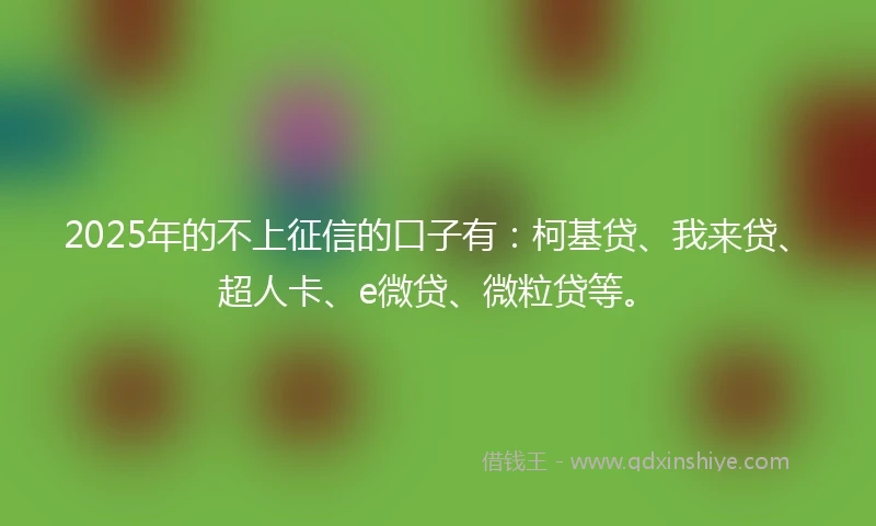 2025年的不上征信的口子有：柯基贷、我来贷、超人卡、e微贷、微粒贷等。
