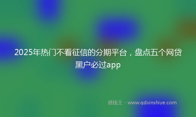 2025年热门不看征信的分期平台,盘点五个网贷黑户必过app