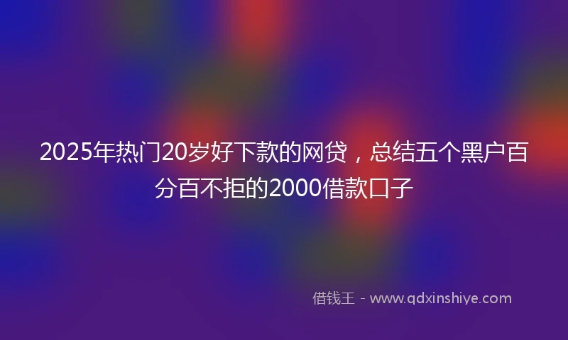 2025年热门20岁好下款的网贷，总结五个黑户百分百不拒的2000借款口子