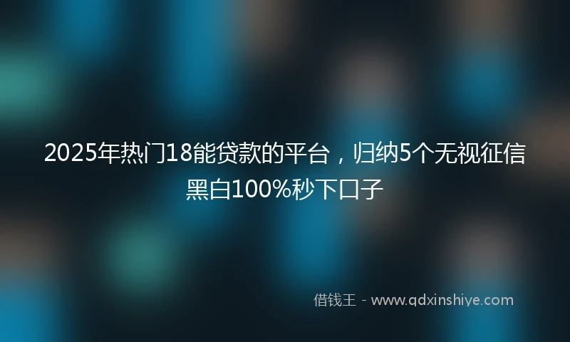 2025年热门18能贷款的平台，归纳5个无视征信黑白100%秒下口子