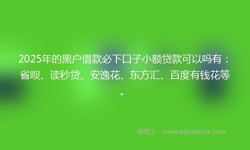 2025年的黑户借款必下口子小额贷款可以吗有：省呗、读秒贷、安逸花、东方汇、百度有钱花等。