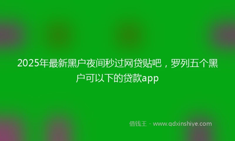 2025年最新黑户夜间秒过网贷贴吧，罗列五个黑户可以下的贷款app
