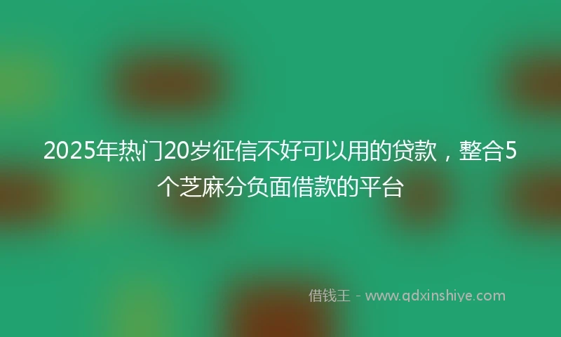 2025年热门20岁征信不好可以用的贷款，整合5个芝麻分负面借款的平台