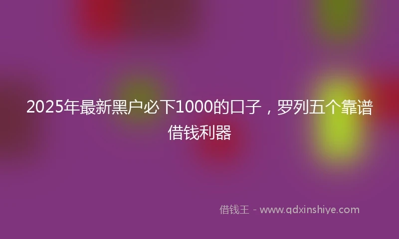 2025年最新黑户必下1000的口子，罗列五个靠谱借钱利器
