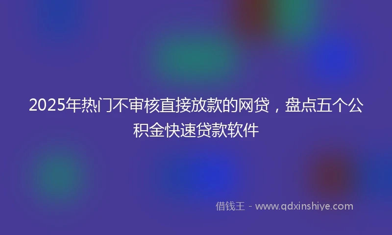2025年热门不审核直接放款的网贷，盘点五个公积金快速贷款软件