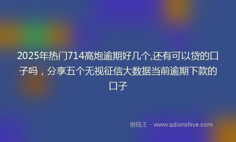 2025年热门714高炮逾期好几个,还有可以贷的口子吗,分享五个无视征信大数据当前逾期下款的口子