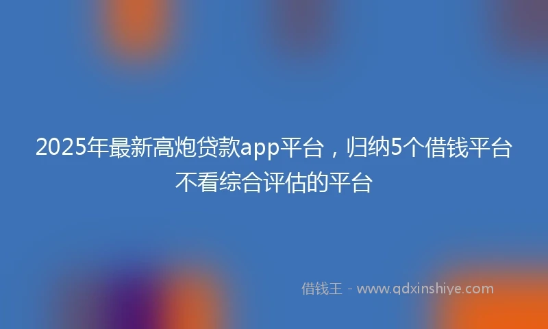2025年最新高炮贷款app平台，归纳5个借钱平台不看综合评估的平台