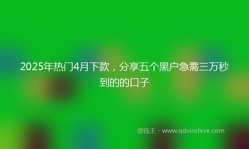 2025年热门4月下款,分享五个黑户急需三万秒到的的口子