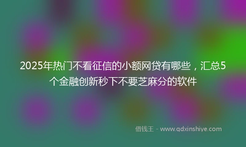 2025年热门不看征信的小额网贷有哪些，汇总5个金融创新秒下不要芝麻分的软件