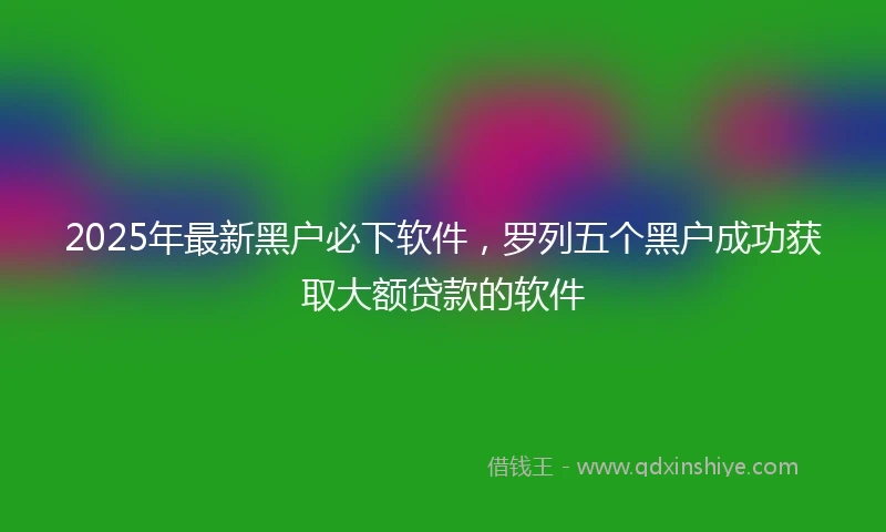 2025年最新黑户必下软件，罗列五个黑户成功获取大额贷款的软件