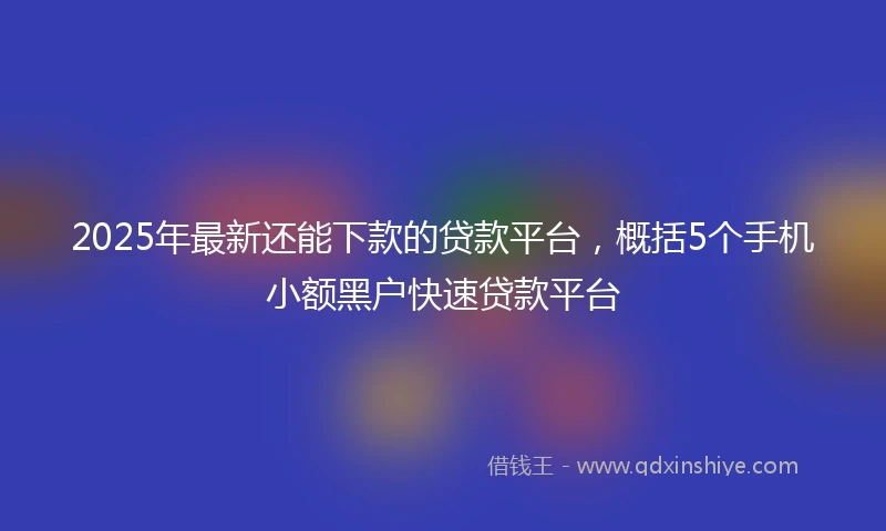 2025年最新还能下款的贷款平台，概括5个手机小额黑户快速贷款平台