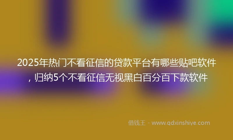 2025年热门不看征信的贷款平台有哪些贴吧软件，归纳5个不看征信无视黑白百分百下款软件