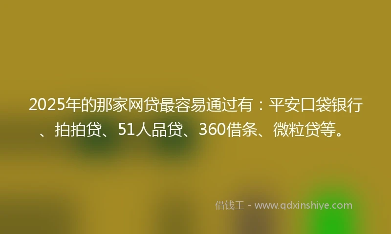 2025年的那家网贷最容易通过有：平安口袋银行、拍拍贷、51人品贷、360借条、微粒贷等。