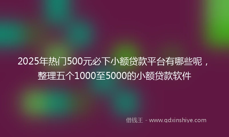 2025年热门500元必下小额贷款平台有哪些呢，整理五个1000至5000的小额贷款软件