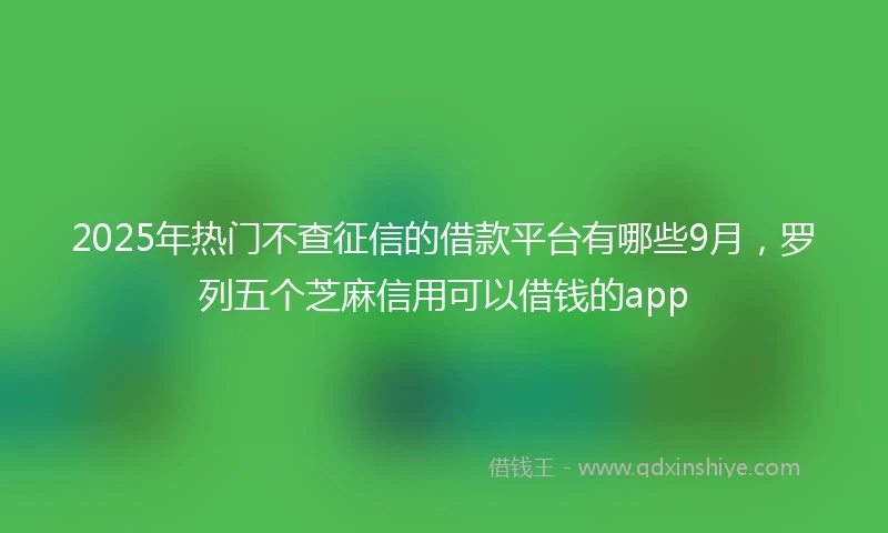 2025年热门不查征信的借款平台有哪些9月，罗列五个芝麻信用可以借钱的app