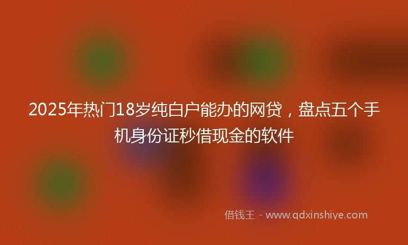 2025年热门18岁纯白户能办的网贷，盘点五个手机身份证秒借现金的软件