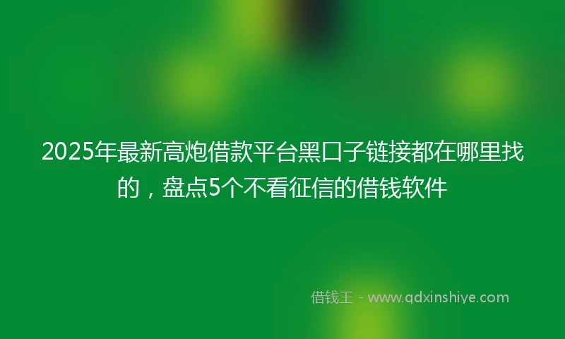 2025年最新高炮借款平台黑口子链接都在哪里找的，盘点5个不看征信的借钱软件