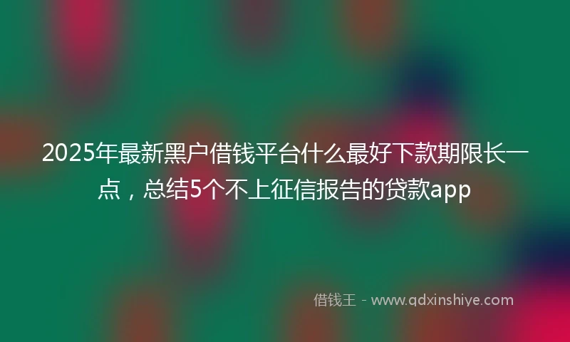 2025年最新黑户借钱平台什么最好下款期限长一点，总结5个不上征信报告的贷款app