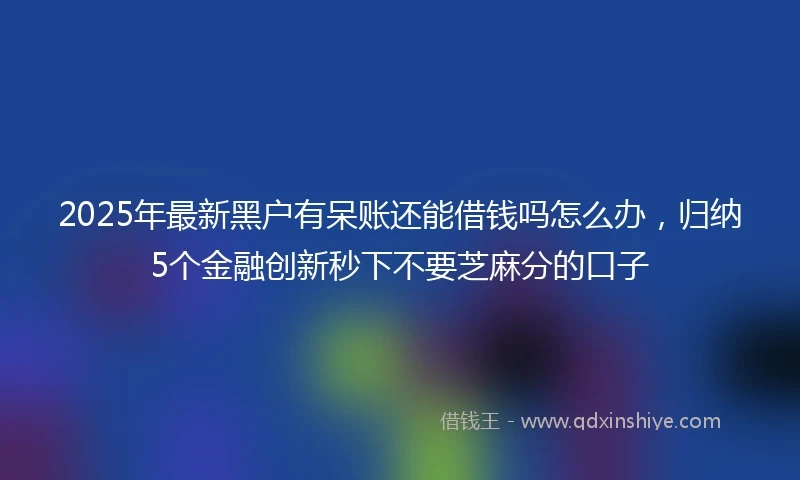2025年最新黑户有呆账还能借钱吗怎么办，归纳5个金融创新秒下不要芝麻分的口子