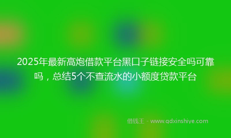 2025年最新高炮借款平台黑口子链接安全吗可靠吗，总结5个不查流水的小额度贷款平台