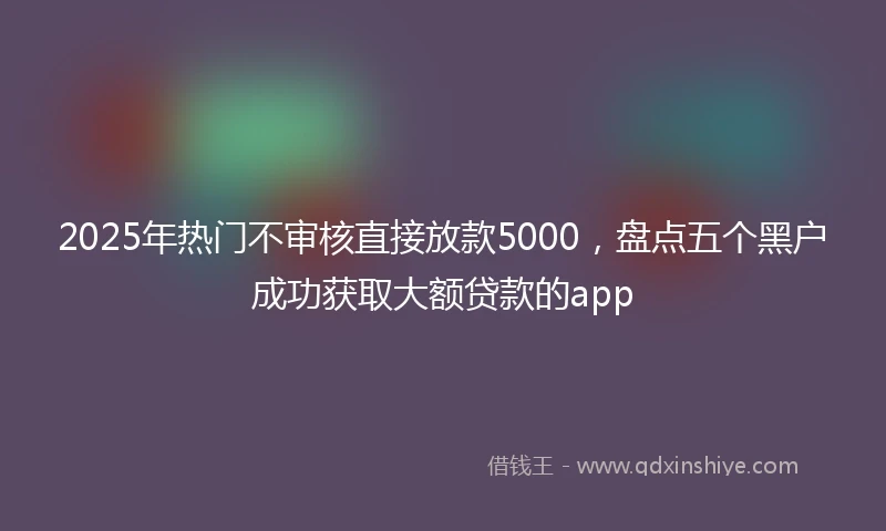 2025年热门不审核直接放款5000，盘点五个黑户成功获取大额贷款的app