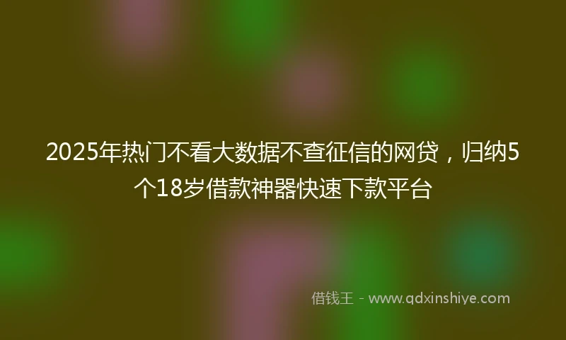 2025年热门不看大数据不查征信的网贷，归纳5个18岁借款神器快速下款平台