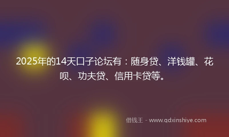 2025年的14天口子论坛有：随身贷、洋钱罐、花呗、功夫贷、信用卡贷等。