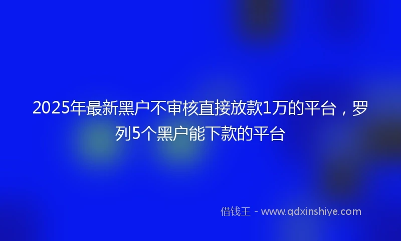 2025年最新黑户不审核直接放款1万的平台，罗列5个黑户能下款的平台