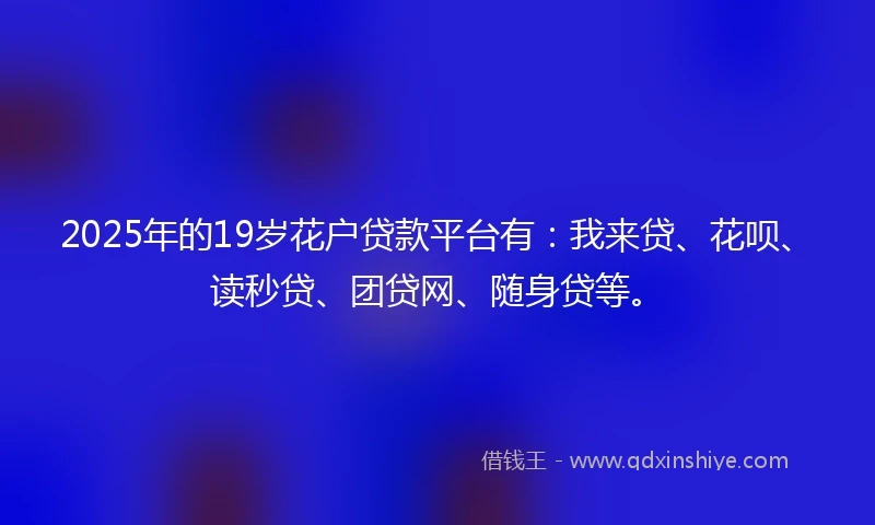2025年的19岁花户贷款平台有：我来贷、花呗、读秒贷、团贷网、随身贷等。