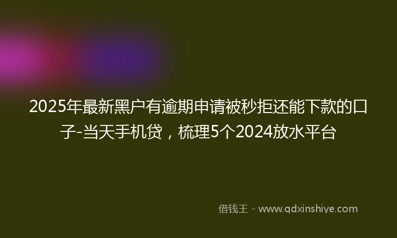 2025年最新黑户有逾期申请被秒拒还能下款的口子-当天手机贷,梳理5个2024放水平台