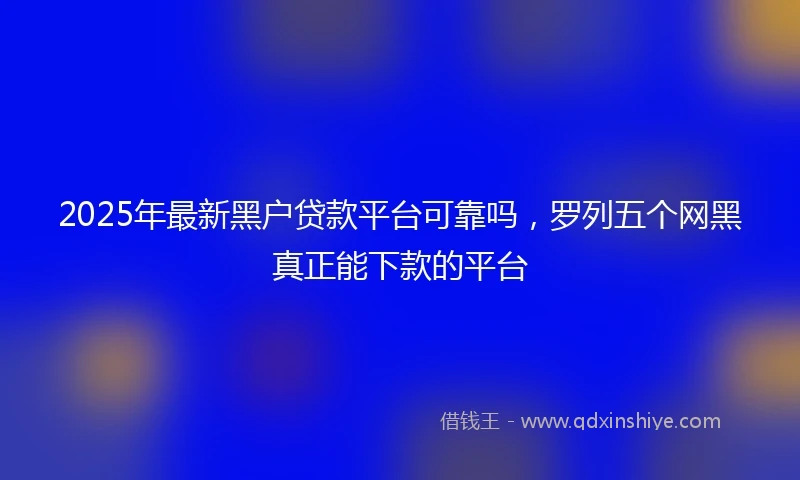2025年最新黑户贷款平台可靠吗，罗列五个网黑真正能下款的平台