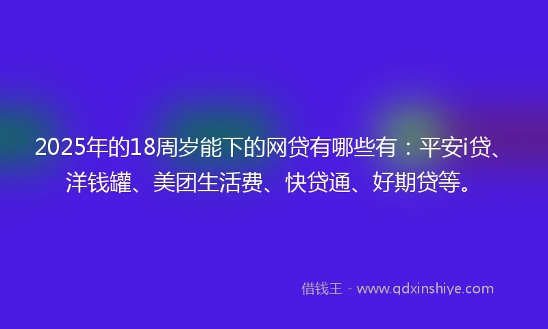 2025年的18周岁能下的网贷有哪些有：平安i贷、洋钱罐、美团生活费、快贷通、好期贷等。