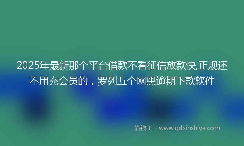 2025年最新那个平台借款不看征信放款快,正规还不用充会员的,罗列五个网黑逾期下款软件