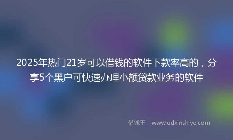 2025年热门21岁可以借钱的软件下款率高的，分享5个黑户可快速办理小额贷款业务的软件