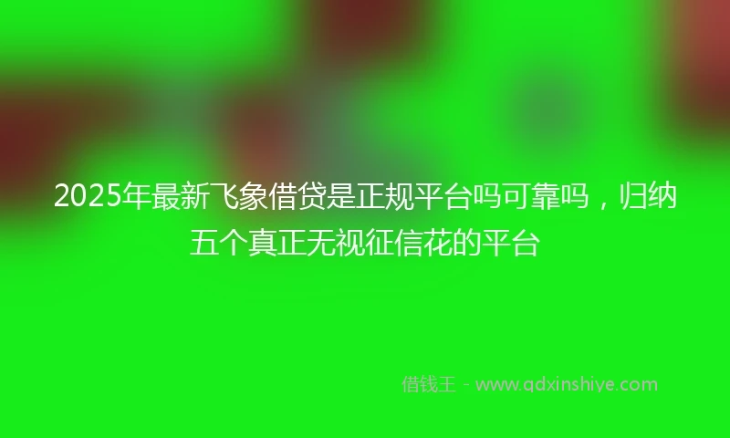 2025年最新飞象借贷是正规平台吗可靠吗，归纳五个真正无视征信花的平台