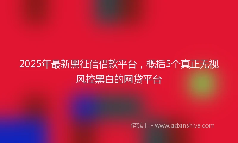 2025年最新黑征信借款平台，概括5个真正无视风控黑白的网贷平台