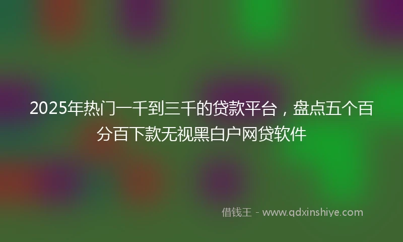 2025年热门一千到三千的贷款平台，盘点五个百分百下款无视黑白户网贷软件