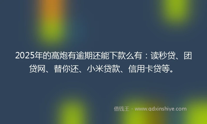 2025年的高炮有逾期还能下款么有:读秒贷、团贷网、替你还、小米贷款、信用卡贷等。
