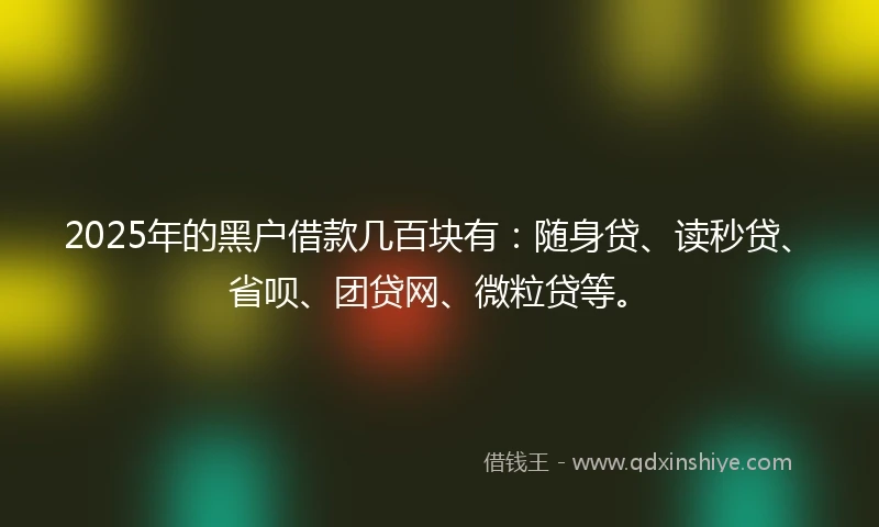 2025年的黑户借款几百块有：随身贷、读秒贷、省呗、团贷网、微粒贷等。