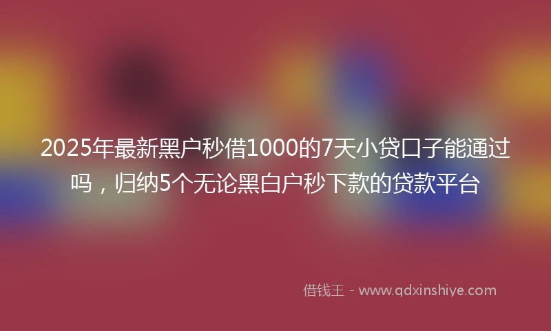 2025年最新黑户秒借1000的7天小贷口子能通过吗，归纳5个无论黑白户秒下款的贷款平台