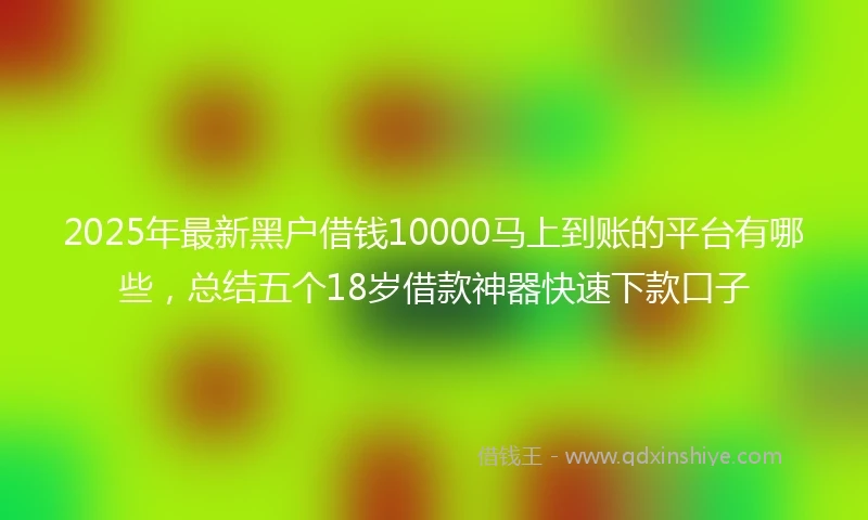2025年最新黑户借钱10000马上到账的平台有哪些，总结五个18岁借款神器快速下款口子