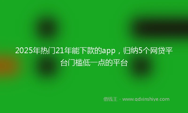 2025年热门21年能下款的app，归纳5个网贷平台门槛低一点的平台