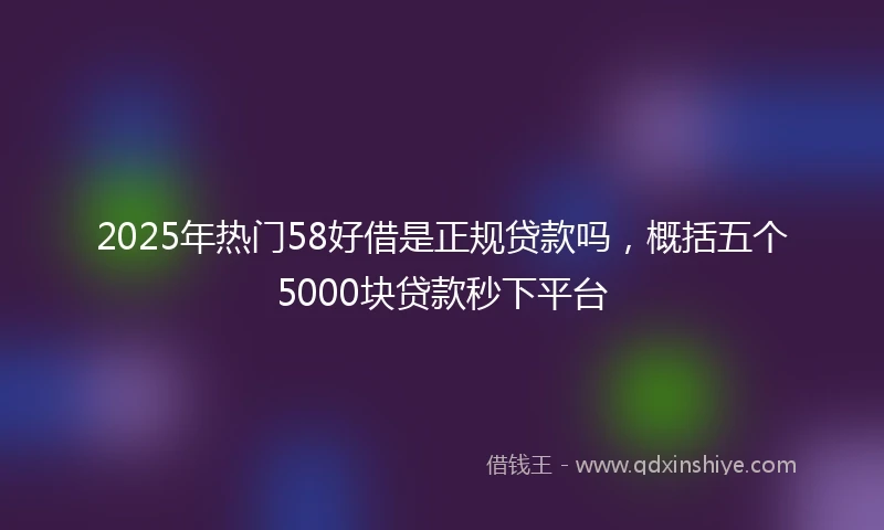 2025年热门58好借是正规贷款吗，概括五个5000块贷款秒下平台