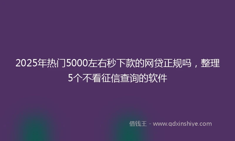 2025年热门5000左右秒下款的网贷正规吗，整理5个不看征信查询的软件
