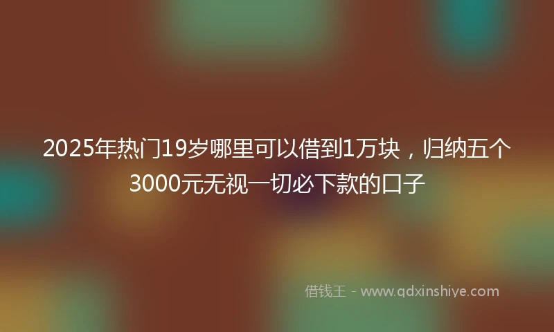 2025年热门19岁哪里可以借到1万块，归纳五个3000元无视一切必下款的口子