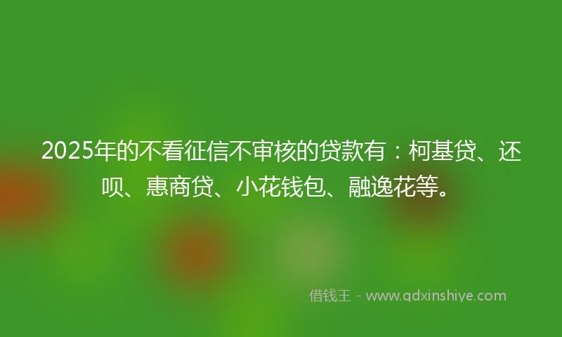 2025年的不看征信不审核的贷款有:柯基贷、还呗、惠商贷、小花钱包、融逸花等。
