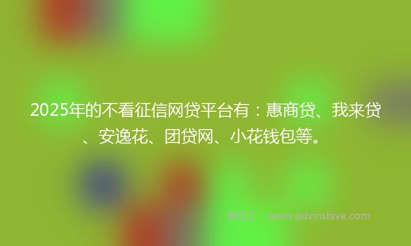 2025年的不看征信网贷平台有：惠商贷、我来贷、安逸花、团贷网、小花钱包等。