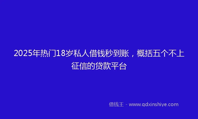 2025年热门18岁私人借钱秒到账,概括五个不上征信的贷款平台
