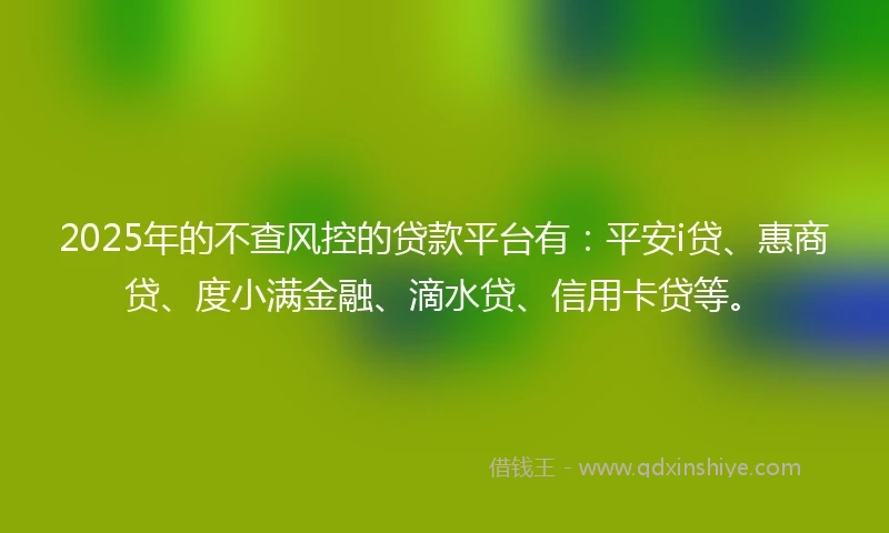 2025年的不查风控的贷款平台有：平安i贷、惠商贷、度小满金融、滴水贷、信用卡贷等。